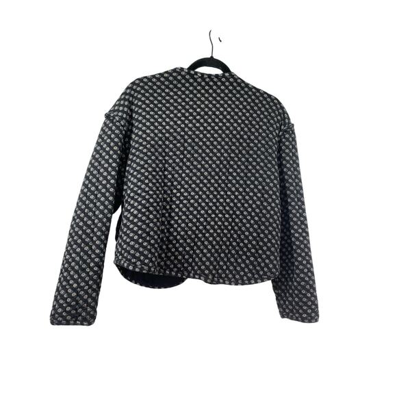 Old Navy Quilted Bomber Jacket Women's Small Black Geo Relaxed Fit Artsy Lagen - Picture 6 of 8